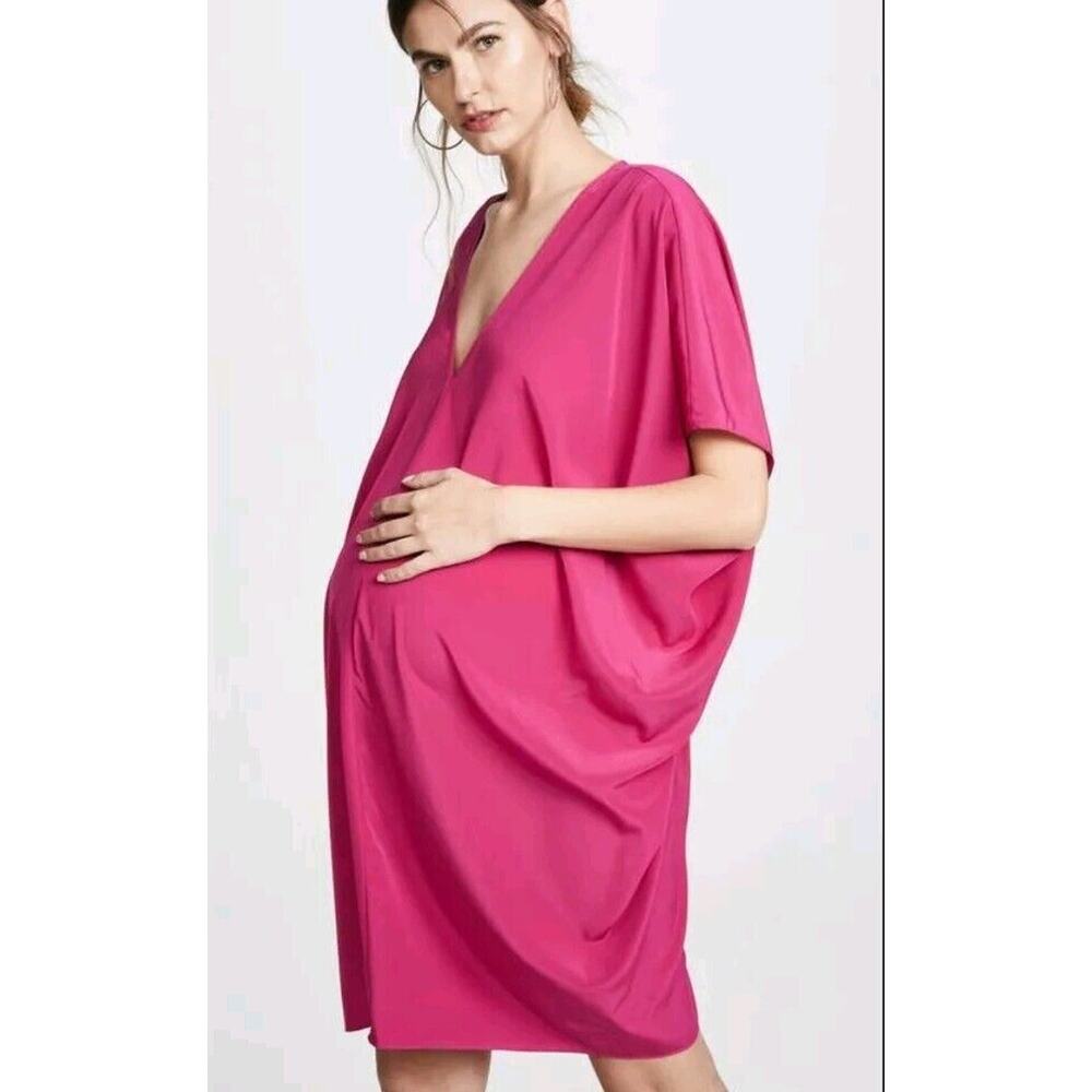 HATCH Womens Maternity Slouch Dress Tunic‎ Pink Loose Fit V-neck size P